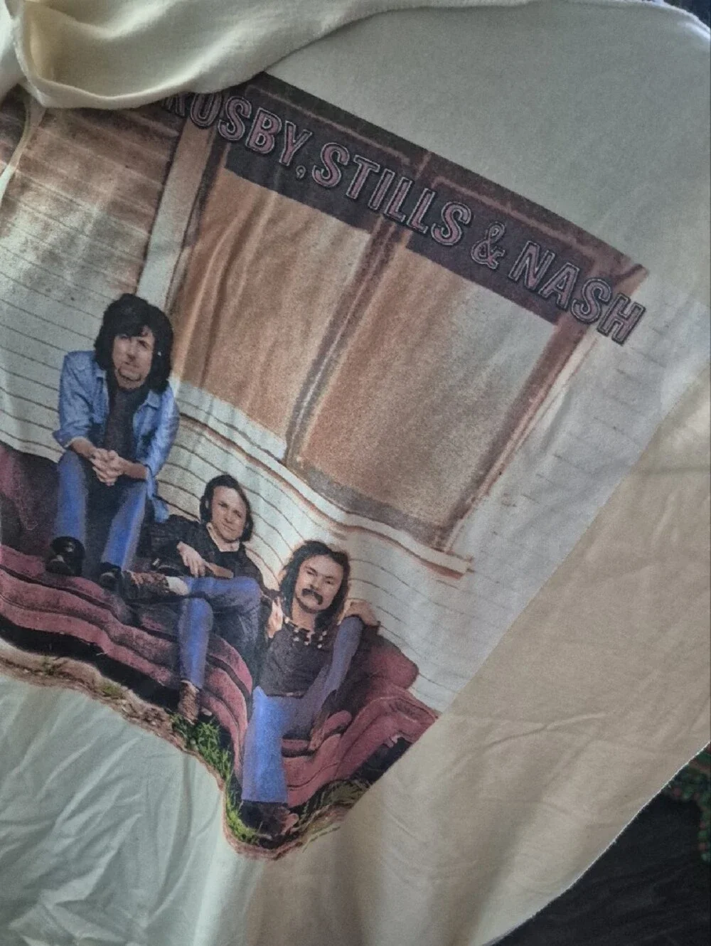 Pre-cut Crosby, Stills & Nash Graphic Band Tee - Light Gray Multicolor Print